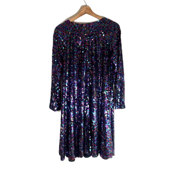 Blacktie Oleg Cassini Dress Womens 14 Sequin Long Sleeve Cocktail Multicolor 90s - Picture 13 of 15